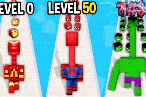 Monster School: SuperHero Long Neck Run GamePlay Mobile Game Runner Max Level – Minecraft Animation