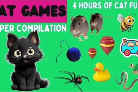 Games for Cats - 4 HOUR Mega Compilation 🐱📺🐜🐰 - Cat Games on Screen